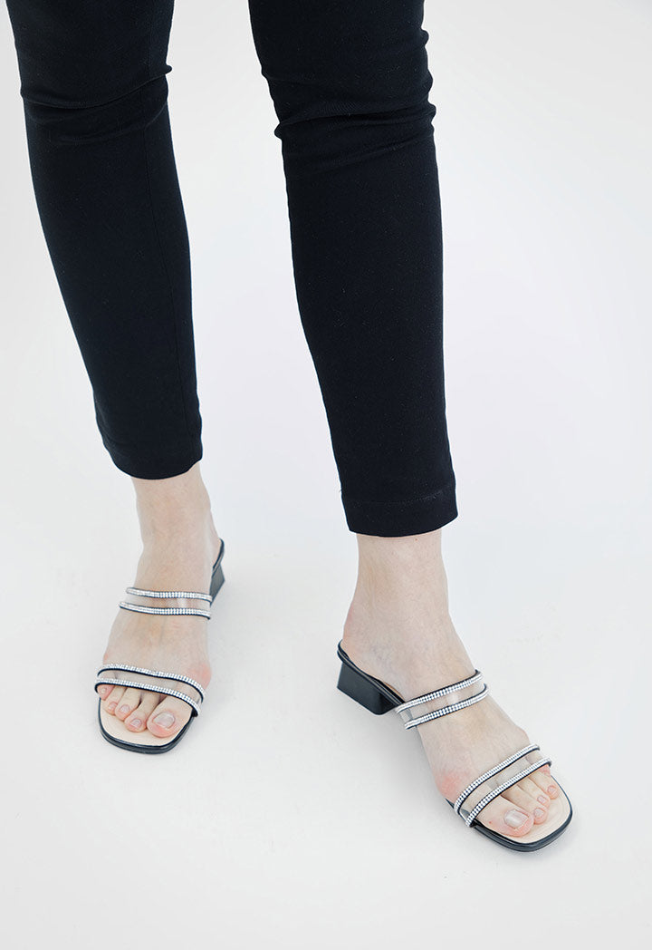 Double Rhinestone  Strap Sandals