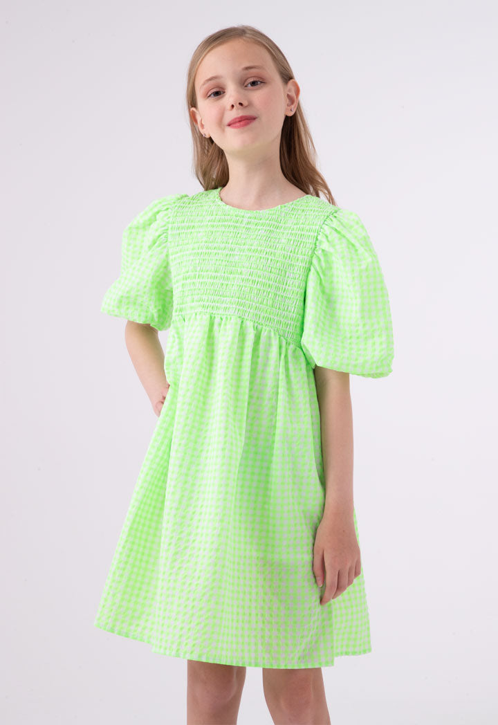 Seersucker Check Smock Dress