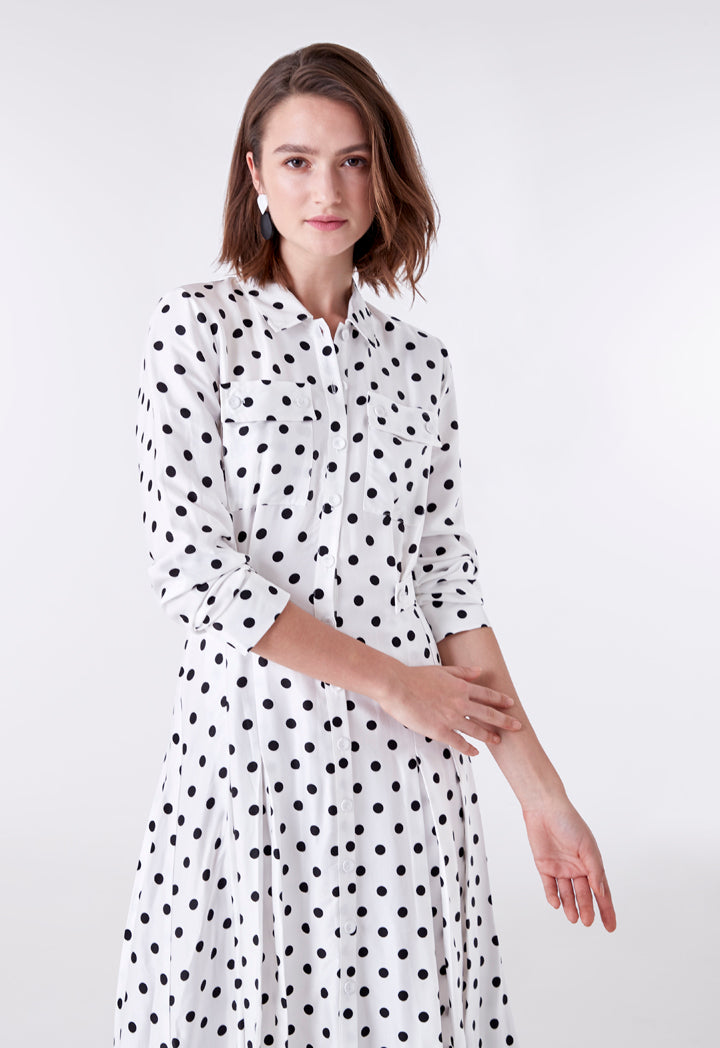 Polka Dot Midi Shirt Dress – ZAY Polka Dot Midi Shirt Dress – ZAY