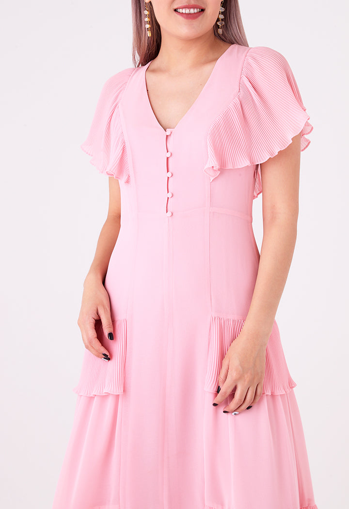 electric pleated dress Fancy Bright orange flounce hem electric pleated mini dress Condition: 10/10 Dimension: lxw