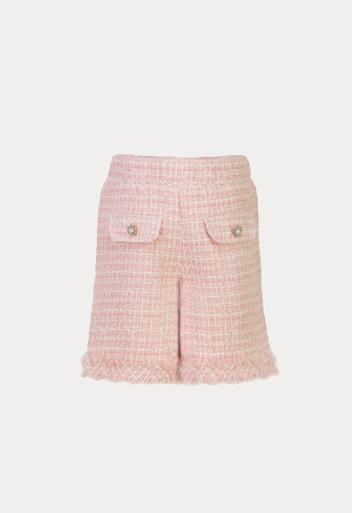 Faux Pocket Tweed Lurex Frayed Shorts