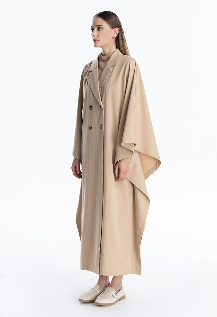 Oversized Solid Trench Coat Maxi Dress