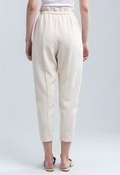 Ruffled Waistband Tapered Trouser