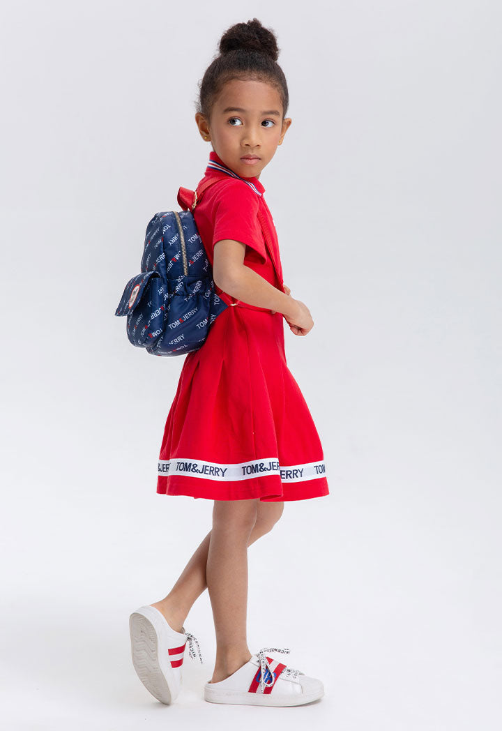Tom And Jerry Striped Collar Pique Polo Dress