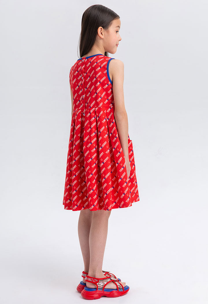 Tom And Jerry Box Pleat Printed Dress