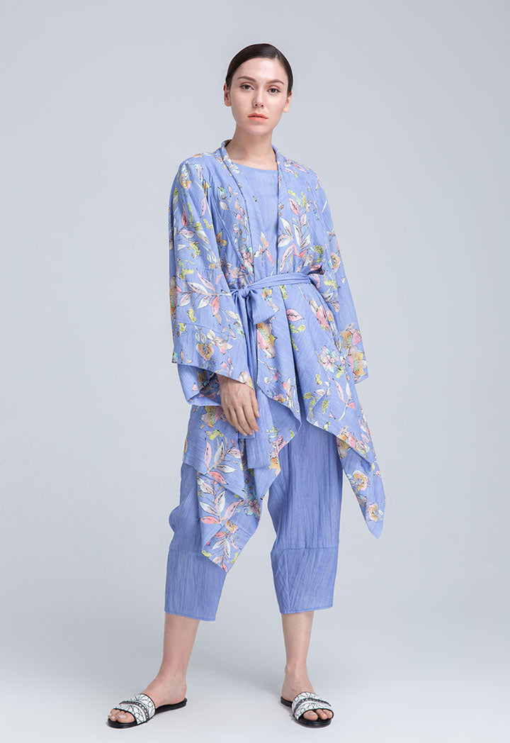 Folkloric Flow Print Wide Flap Kimono