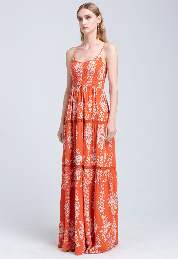 Floral Printed Tiered Printed Dress