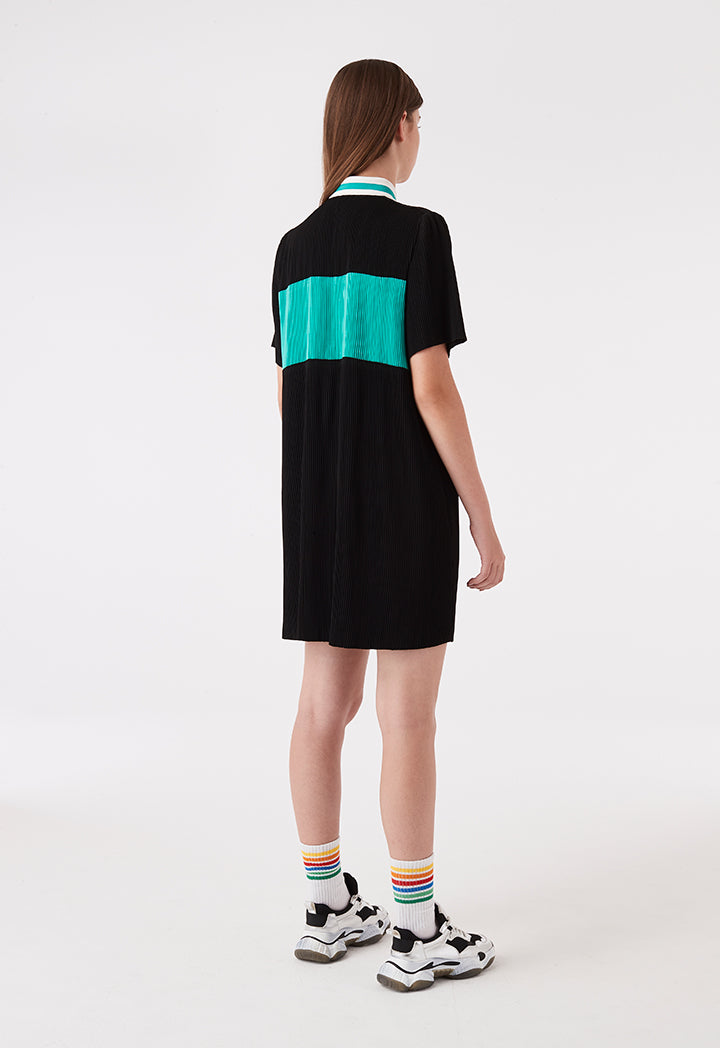 Electric Pleated Color Block Dress - Fresqa