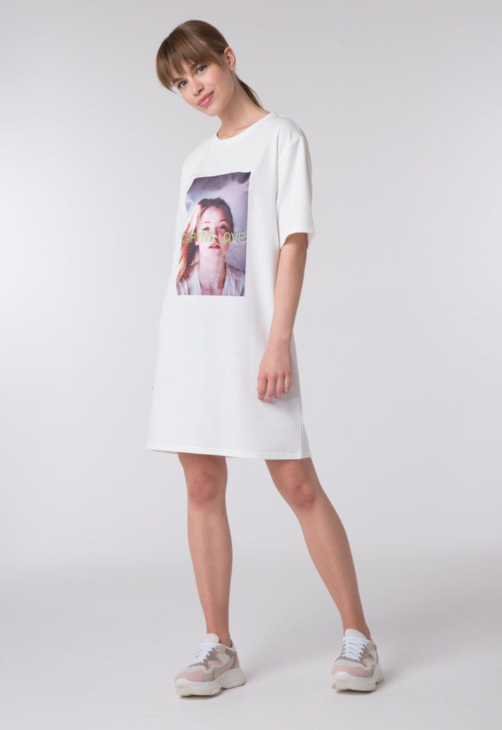 Text Embroidered Dress