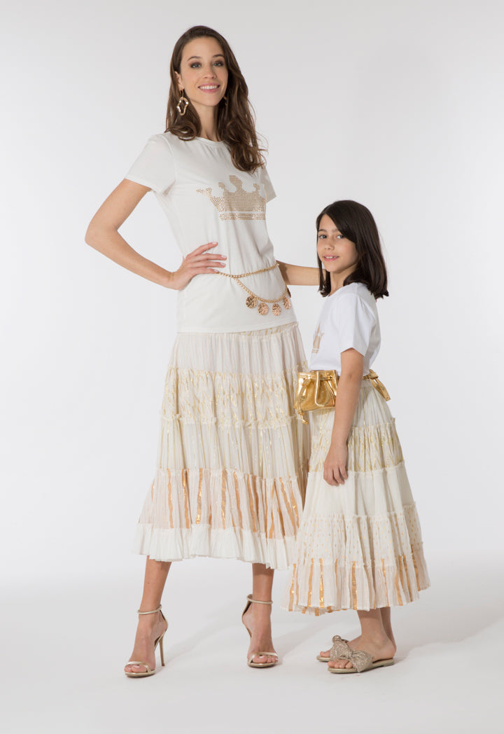 Lurex Striped Tiered Skirt