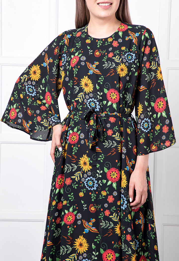 Flowy Floral Round Neck  Dress