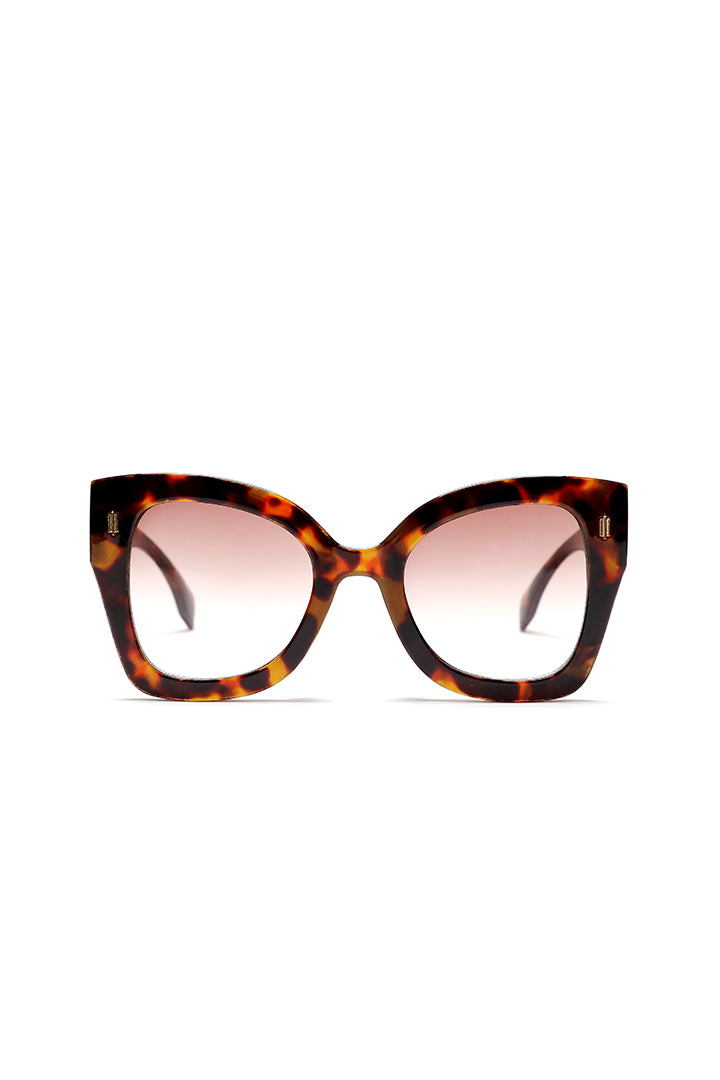 Oversized Tinted Frame Wide Temple Sunglasses