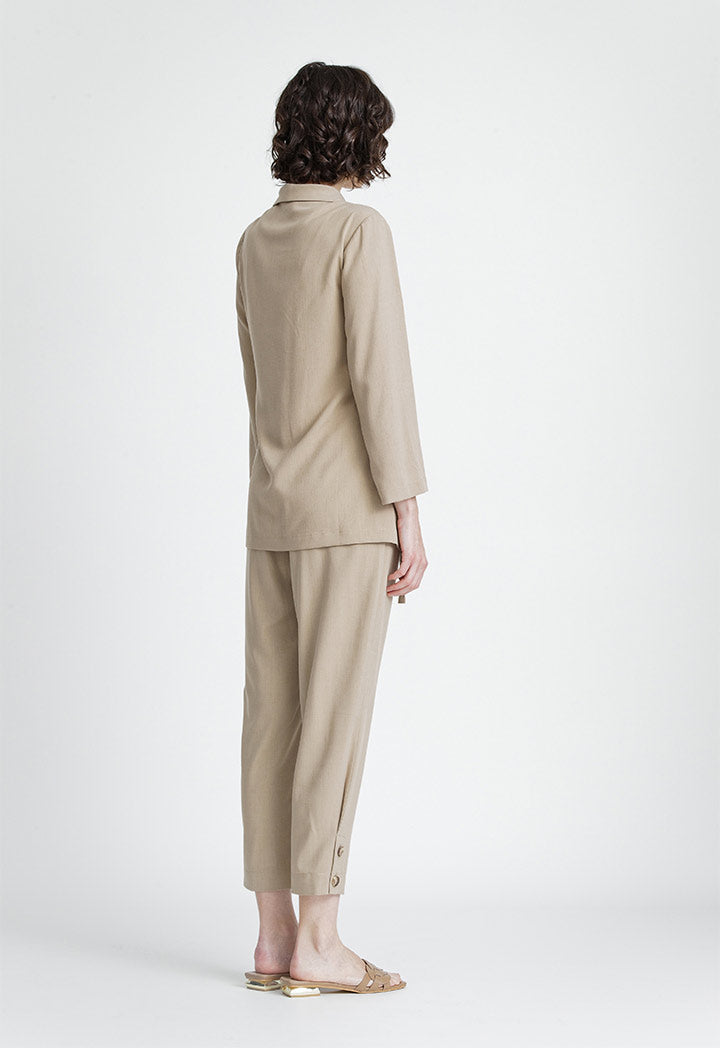 Shawl Collar Linen Outerwear