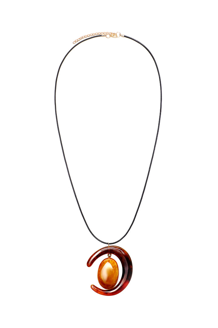 Crescent Moon Resin Acrylic Cord Chain Statement Necklace