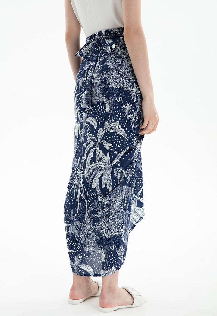 Allover Printed Wrap Tie Skirt