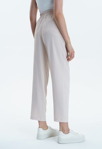Solid Loose Fit Crinkled Trouser