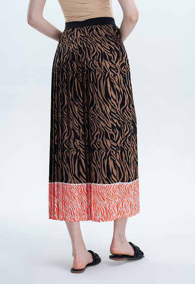 Zebra Printed Skirt With Contrast Hem