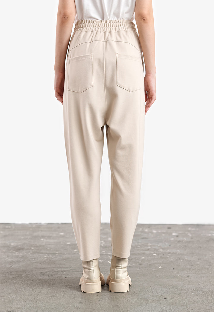 Solid Asymmetrical Pattern Baggy Trouser