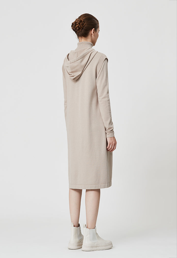 Hoodie Vest Long Knitted Dress