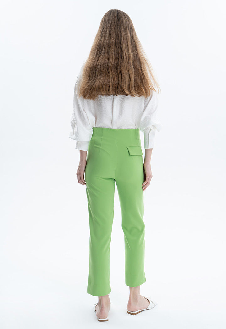 Long Solid Trouser With Faux Pocket