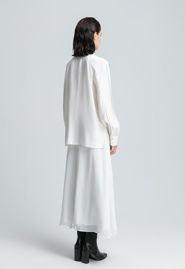 Classic Neck Tie Solid Blouse