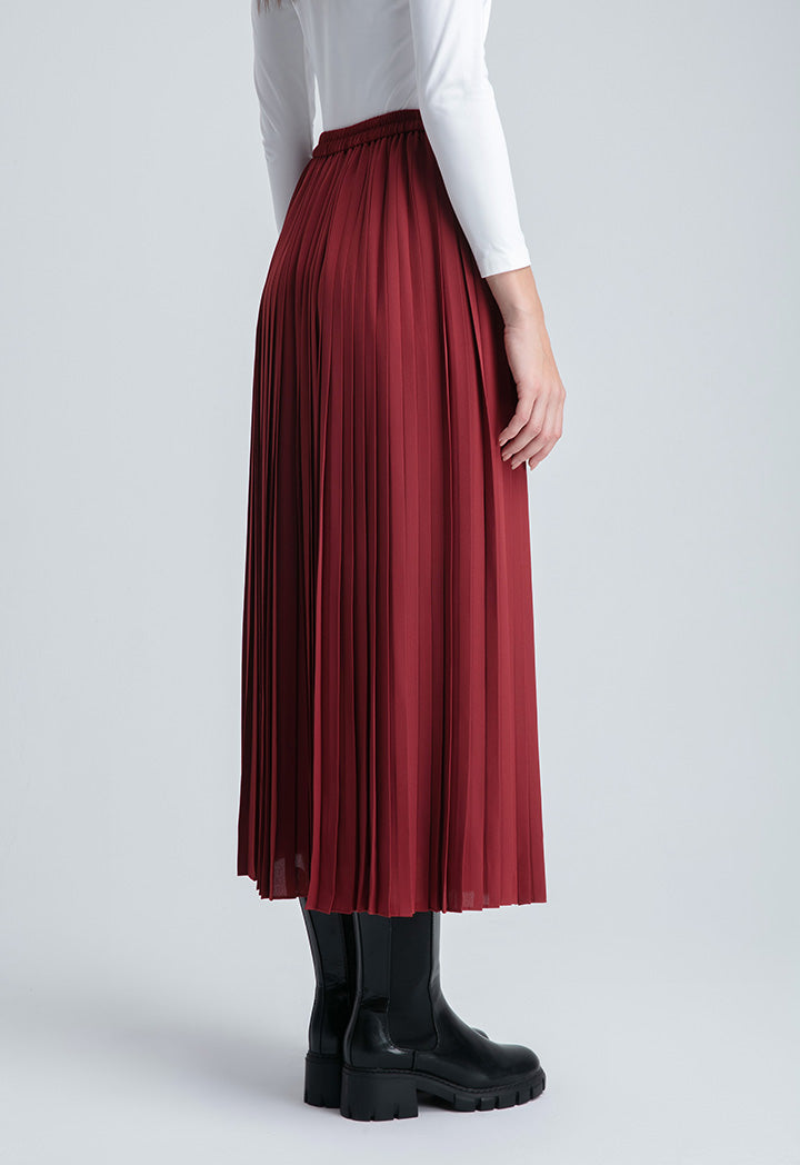 Even Pleated Solid Skirt