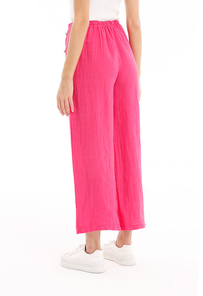 Solid Wide Legged Button Trouser