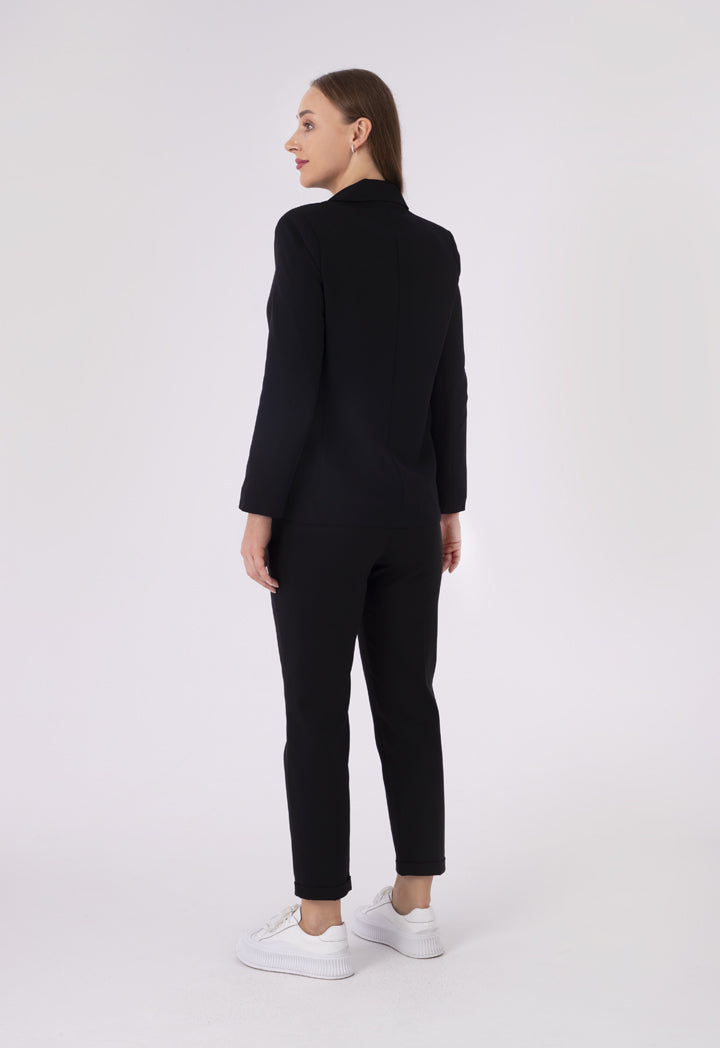 Classic Woven Double Breasted Solid Blazer