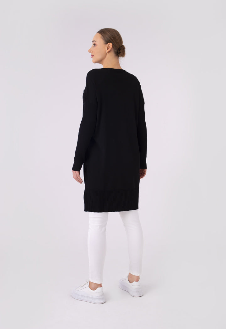 Relaxed Fit Solid Knitted Blouse