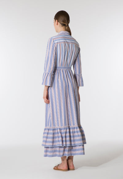 Gathered Hem Striped Dress