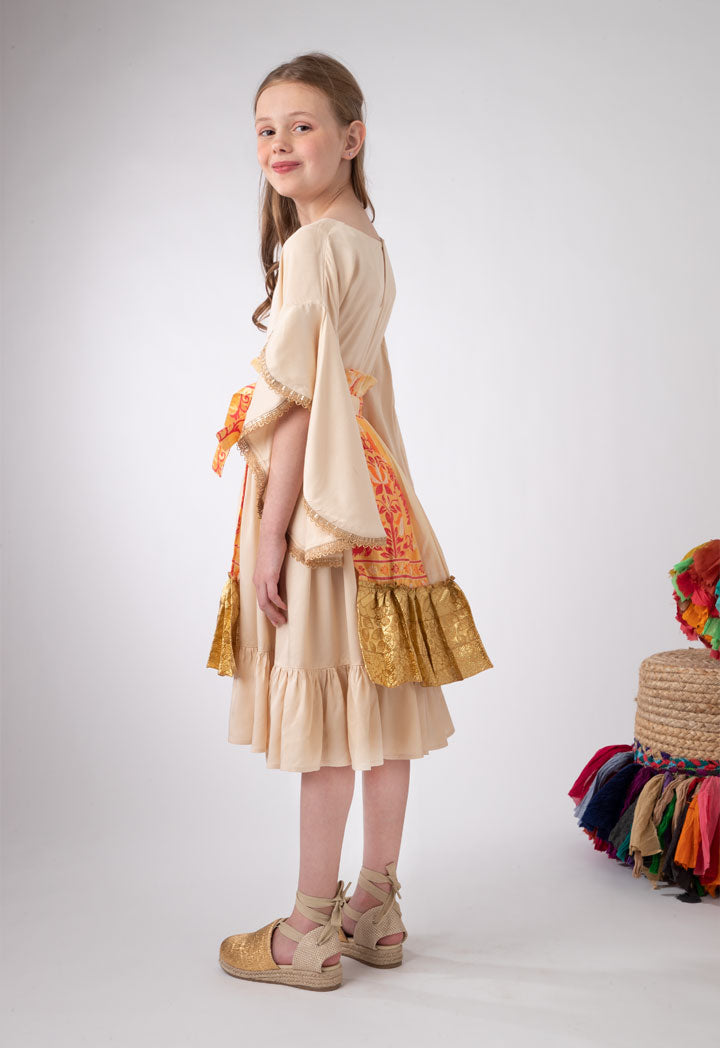 Printed Lurex Jacquard Wrap Half Skirt Overlay Dress