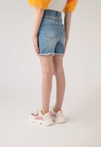 Embroidered Denim Shorts
