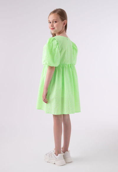 Seersucker Check Smock Dress