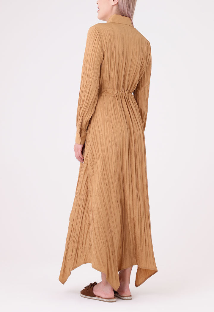 Crinkle Maxi Shirt Dress ZAY Crinkle Maxi Shirt Dress ZAY