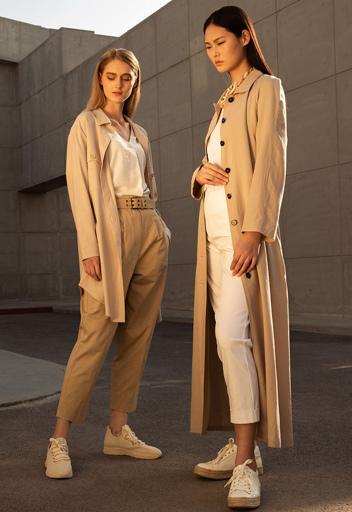 Solid Long Slit Outerwear