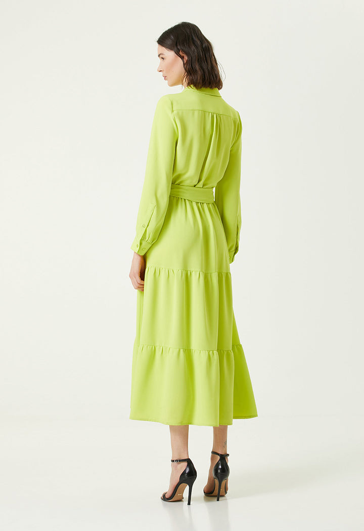 Collection Sash Detailed Midi Crepe Dress Green