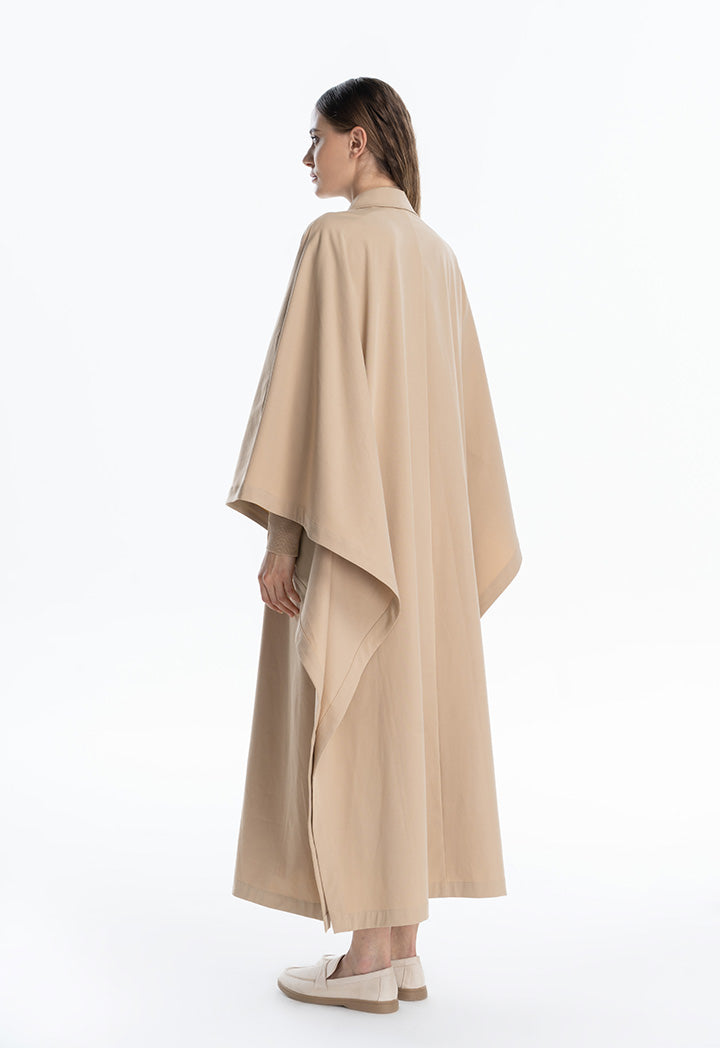 Oversized Solid Trench Coat Maxi Dress