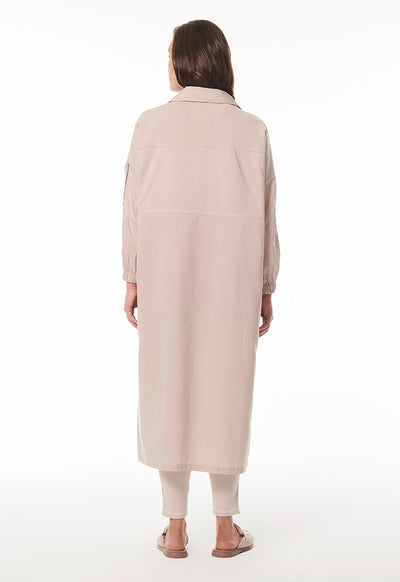 Drawstring Waist Long Jacket