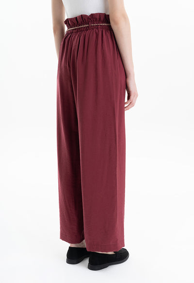 High Rise Ribbed Waist with Belt Trouser
