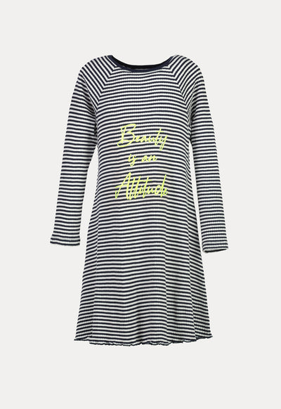 Striped Raglan Sleeve Ribbed Dress