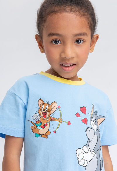 Tom And Jerry Contrast Neck Rib T-Shirt