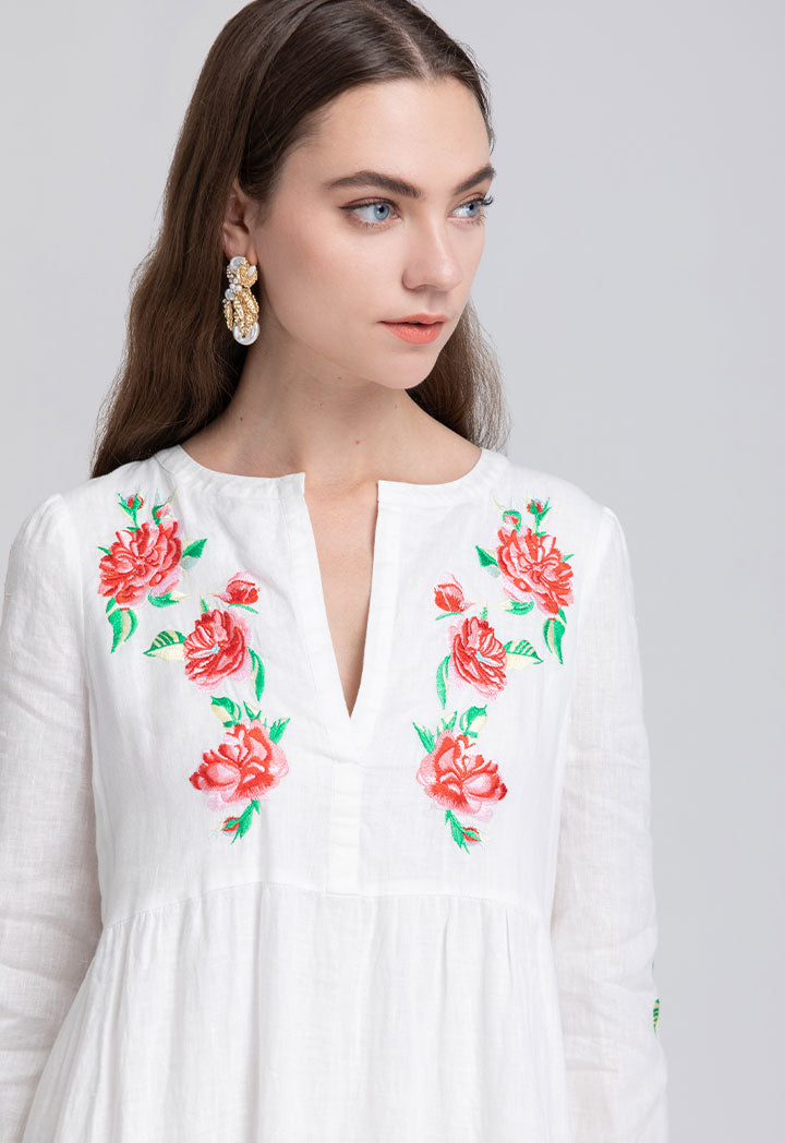 Tiered Floral Embroidery Dress