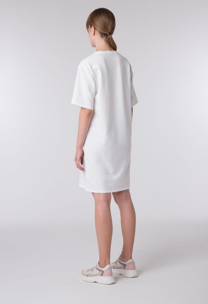 Text Embroidered Dress