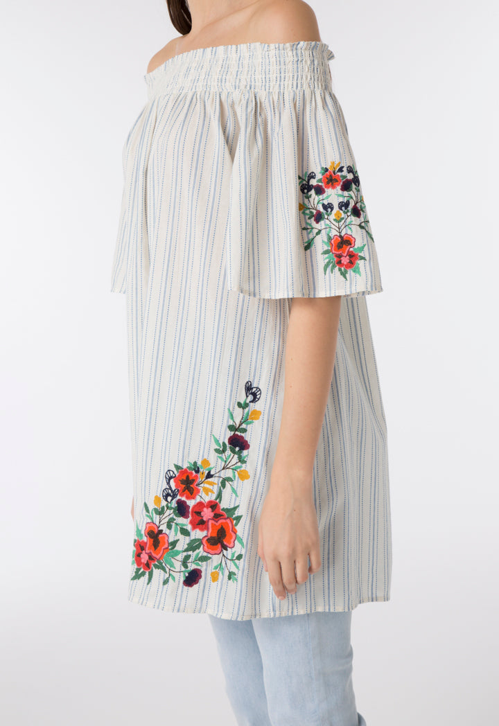 Off Shoulder Blouse With Embroidery