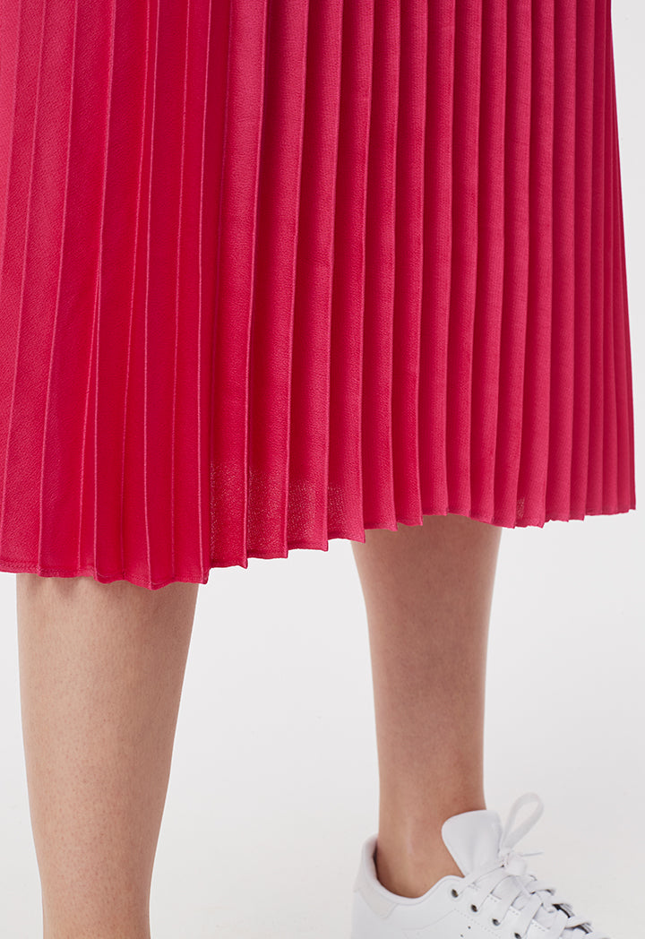 Pink Electric Pleats Skirt