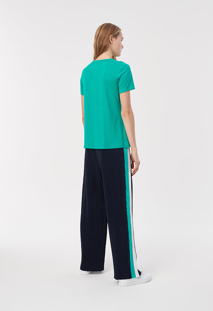 Contrast Side Panel Pleated Trouser