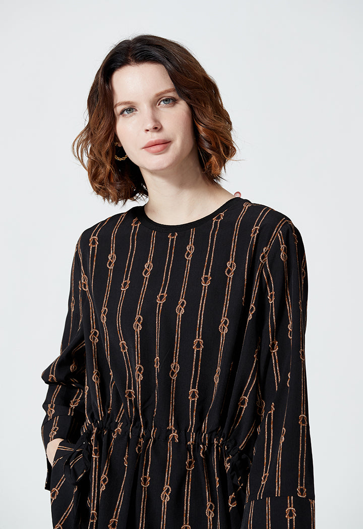 All Over Chain Rope Design Printed Blouse