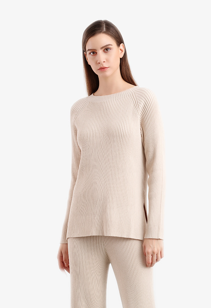 Tiny Pleated Solid Knitted Blouse