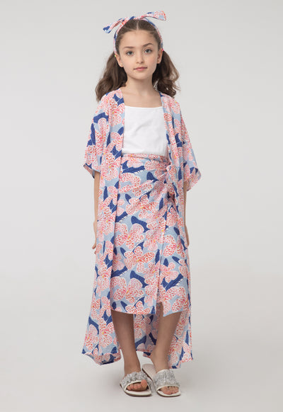 Printed Dress Set With Attachable Fringes