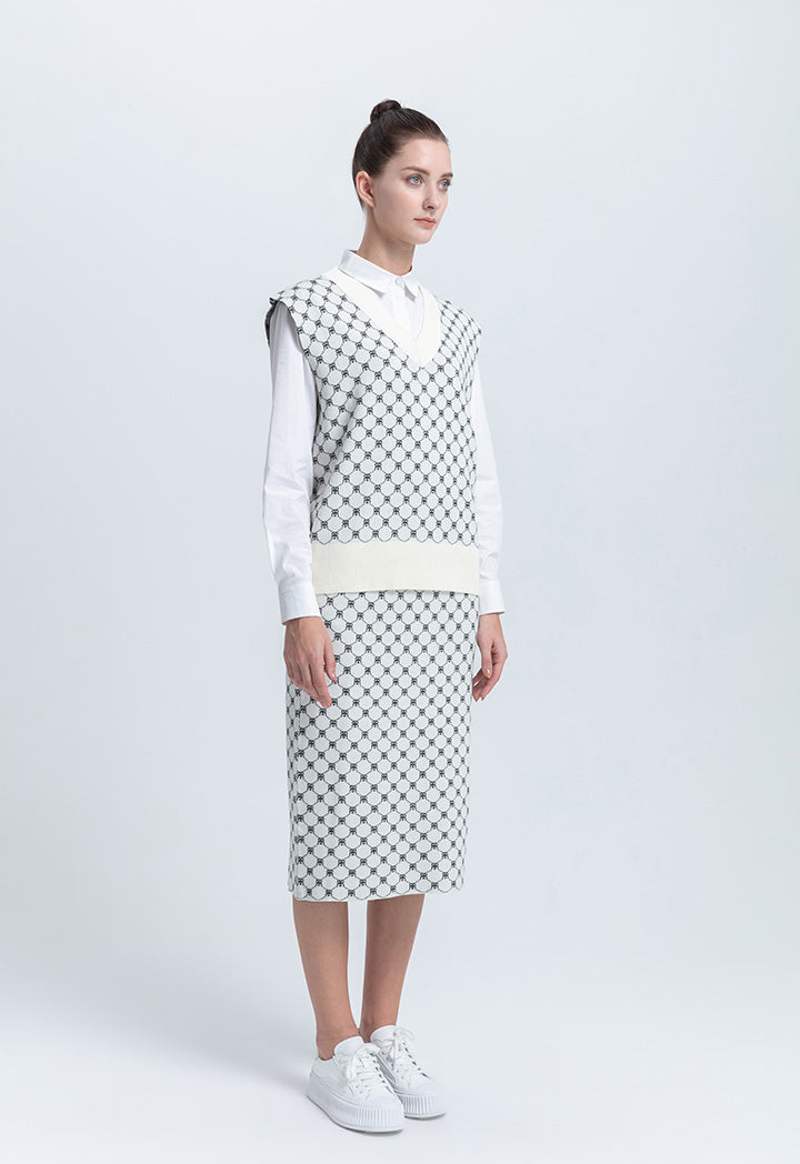 White Black Monogram Skirt